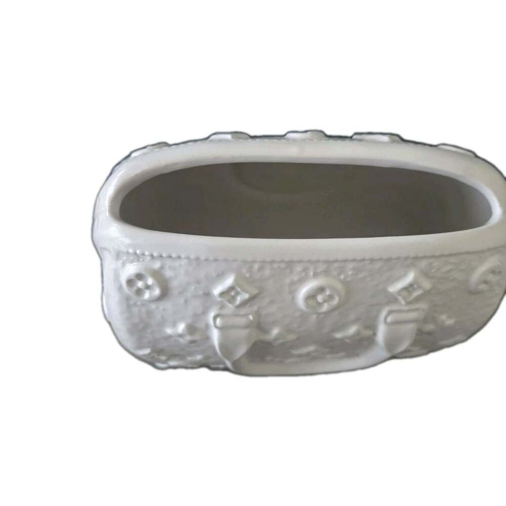 New White Louis Vuitton Purse Ceramic Indoor Planter Catus Succulent Pot Decor - Picture 4 of 5